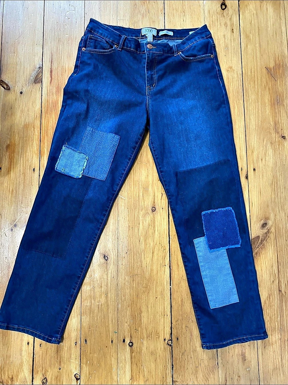 LOGO Lori Goldstein (QVC) Boyfriend Jeans in Blue Waist 12 great condition